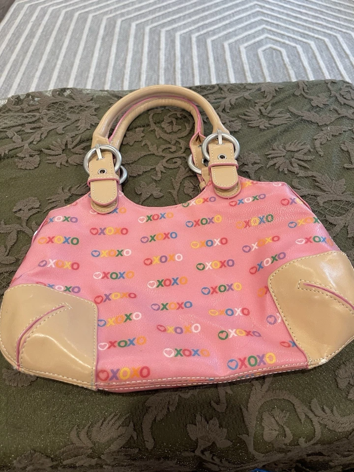 Bolso de Hombro Vintage XOXO Rosa Marrón Diseñador y2k Retro Mini Bolso Plateado Herrajes Foto 1 de 4