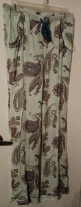 Nordstrom multicolor Rayon Teal paisley floral pajama lounge pants Size S NWT  - Picture 1 of 6