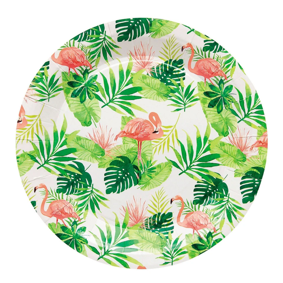 Flamingo Party Round Disposable Paper Dinner Plates - 9 1/4", 8 Counts Foto 1 de 1