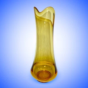 Vintage, Mid-Century Modern Amber Swung Glass Vase - Picture 1 of 5