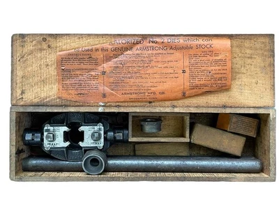 F. Armstrong Bridgeport CT No.2 Stock Pipe Threader Set Original Box - Image 1 of 4