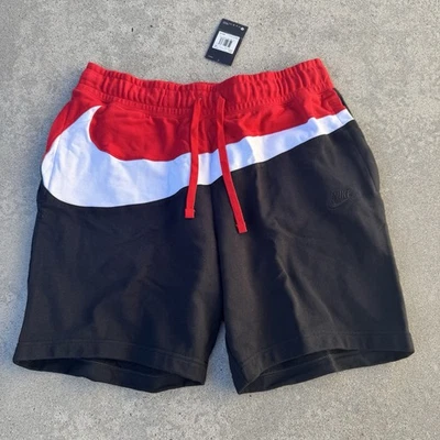 New 2XL XXL Nike Sportswear HBR Large Swoosh Sweatshorts Red/Black AR3161-011 - Image 1 of 4
