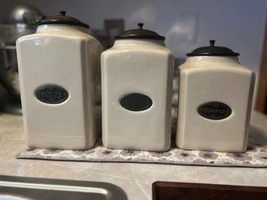 Dileep Ceramic Canister Set Coffee Sugar Flour Canister With Lid India  - Picture 1 of 7