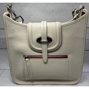 Bolso Bandolera Dooney & Bourke Cuero Blanco Bolsillo con Solapa - Imagen 1 de 11