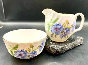 Royal Adderley England Bone China Kornblumenblau Offen Zucker Milchkännchen Set Vintage - Bild 1 von 5