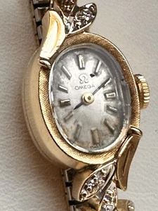 Omega Vintage Oro Donna 14kt Completo Di Box Manuale Meccanico Diamanti - Foto 1 di 6