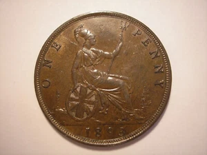 1893 British Penny, Queen Victoria, KM# 755, UK - Picture 1 of 8