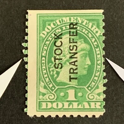 52099 Stamps US Revenue Sc #RD12 $1 Stock Transfer Perf Error  MNHNG Fresh EFO - Image 1 of 2