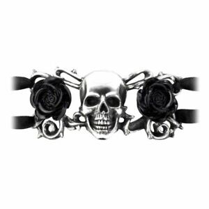 Alchemy Gothic Skull and Briar Rose Pewter Bangle - Made in England Bracelet