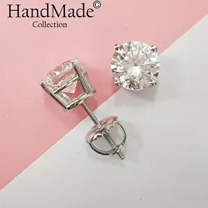 0.5 Carat Lab-Created Round Diamond Stud Earrings | 14k White Gold | E-F/VS1-VS2 - Picture 1 of 11