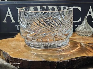 Vintage Bohemian Clear Cut Crystal 8"×5.5"TServing Bowl Heavy Beautiful Piece - Picture 1 of 17