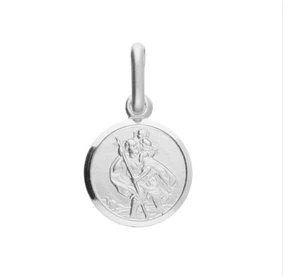 St Christopher Plain Round Pendant Sterling Silver 925 10mm Charm - Picture 1 of 1