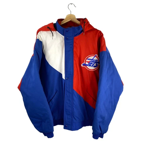 VTG Winnipeg Jets Shain Canada Bomber Full Zip 80s/90s NHL Jacket Large *RARE* Cover