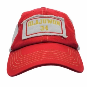 Gorra de malla de camionero Hakeem Olajuwon 34 The Dream adulto unisex roja blanca talla única - Imagen 1 de 10