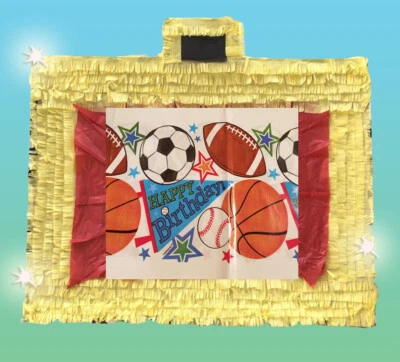 Sports Deportes Birthday Piñata Pull string Hit decoration pinata stick party - Image 1 of 4