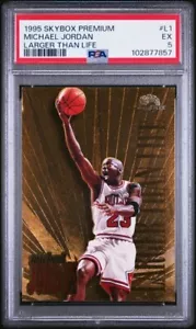 Tarjeta Skybox Michael Jordan Bulls 1995 más grande que la vida insertada HOF # L1 PSA 5 - Imagen 1 de 2