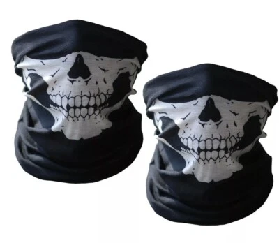 2 PCS RED COL Half Face Mask for Motorcycle Riding Skeleton Bandanas Head Scarf  - Image 1 of 4