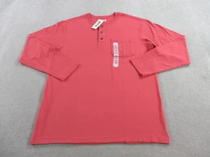 Duluth Shirt Mens Medium Red Relaxed Fit Henley Longtail T Pocket Casual Cotton - Picture 1 of 10