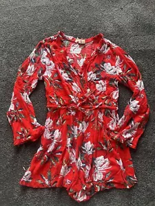 Roxy Red Floral Jumpsuit Size XS - Picture 1 of 3