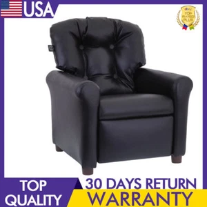 Traditional Kids Recliner Chair Toddler Waterproof PU Faux Comfy Leather Black - Picture 1 of 9