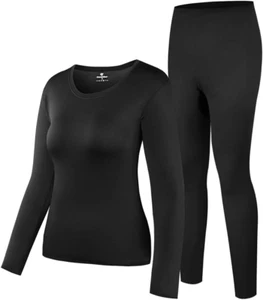 Thermal Underwear Women Ultra-Soft Set Base Layer Top & Bottom Long Johns with F - Picture 1 of 12