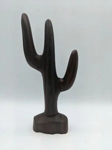 Vintage Hand Carved Wooden Saguaro Cactus Ironwood Sculpture Succulent Plant - Imagen 1 de 9