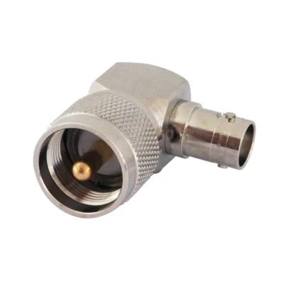 UHF PL-259 Male Plug to BNC Female Right Angle 90° RF Adapter For Walkie Talkies - Image 1 of 3