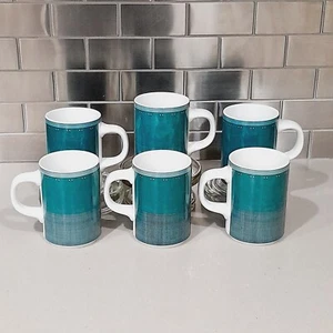 Dansk International Gridworks Blue Gray Green Coffee Mugs Portugal (Lot of 6) - Picture 1 of 11