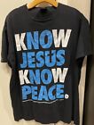 Vintage Not Of This World chrześcijańska koszula Know Jesus Know Peace 2 Piotra 1:2 czarna XL