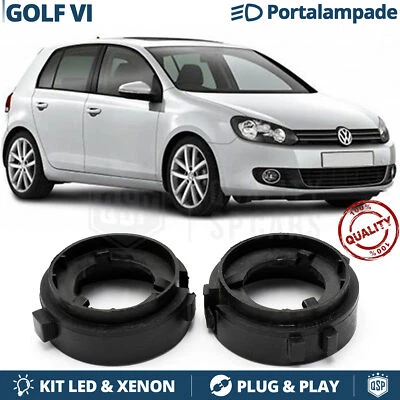 Coppia ADATTATORI Portalampada per VW Golf 6 VI montaggio KIT LED H7 / xenon - Immagine 1 di 4