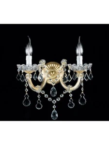 APPLIQUE DA PARETE CLASSICO IN FOGLIA ORO VETRO E CRISTALLO  - Picture 1 of 1