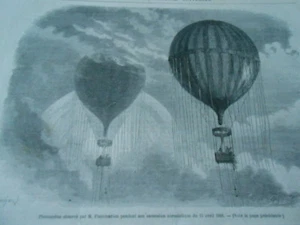 Gravure 1868 - Phénomène observé pendant ascension Aérostatique Flammarion - Foto 1 di 1