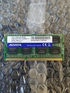 4 GB ADATA 1x 4GB 2RX8-PC3-12800S-11 DDR3 1600 CL 11 RAM Memory Laptop 