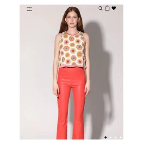 NWT Walter Baker Lori Pant in Coral Stretch Leather - Picture 1 of 13