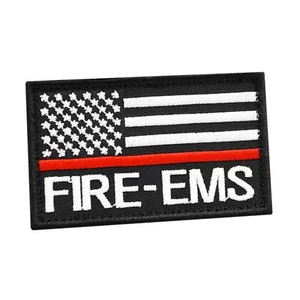 American Fire Rescue Thin Red Line EMS embroidered patriotic US flag cap patch - Picture 1 of 2