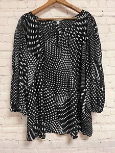 Floral & Ivy Damenbluse 1X schwarz grau durchsichtig Schaufel Schlüsselloch Hals 3/4 Ärmel - Bild 1 von 11