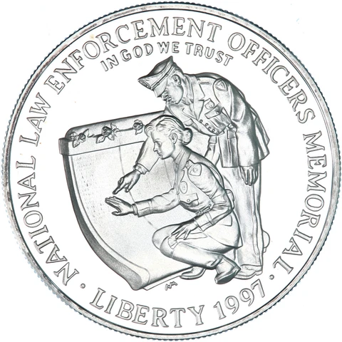 1997 P National Law Enforcement Proof Commemorative 90% Silver Dollar Coin Cover
