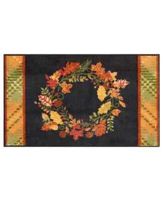 Nourison Wreath Plaid Fall Harvest Washable Hand Carved 18" x 30" Accent Rug Foto 1 de 4