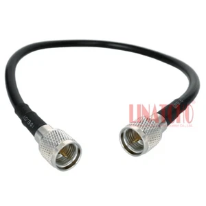 1FT RG58U GM300 Car Radio Both Sides MINI UHF Male to M Plug Small Jumper Cable - Zdjęcie 1 z 10