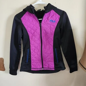 Girls Fila Sport Jacket Fleece Type Lining Black Pink Medium 10/12 - Picture 1 of 5