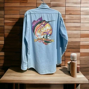 Rare  Polo By Ralph Lauren Unisex Cotton Button Down Blue Marlin Swordfish Sz XL - Picture 1 of 9