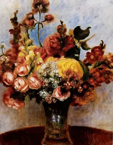 Art Greeting Card Renoir Flowers Vase France Vintage Style - Picture 1 of 2