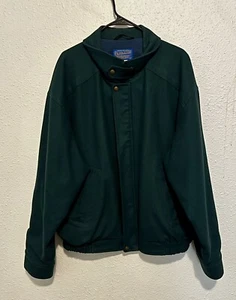 Vintage Pendleton Forest Green Virgin Wool Thinsulate 3M Zip-Up Jacket Coat XL - Picture 1 of 8