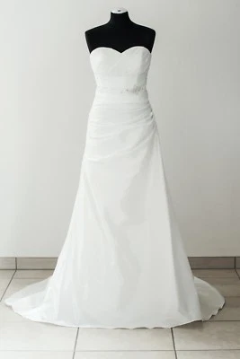 Très Chic Brautkleid 'JK1605' Taft Spitze A-Linie creme ivory - Gr. 36/38 - Bild 1 von 3