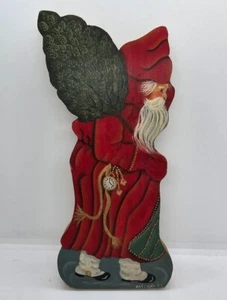 Vintage Hand Painted Wood Rustic Santa Claus Figurine Christmas Decoration 1992 - Picture 1 of 7