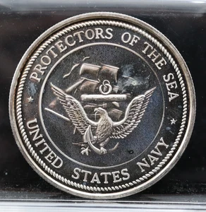 United States Navy Emblem Protectors Of The Sea .999 Fine Silver 1 Ounce - Picture 1 of 2