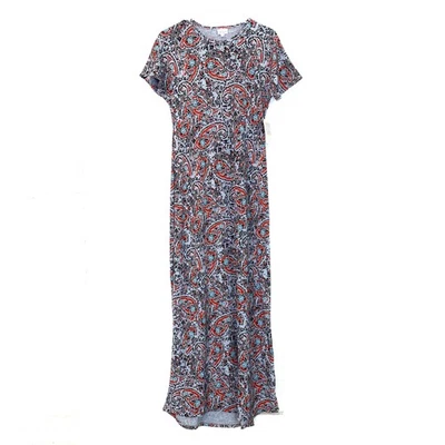 LuLaRoe женщин Maria макси платье XS серый пейсли новый с Ярлыками оранжевый/черный/бирюзовый - Изображение 1 из 4