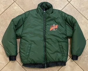 Giacca Bomber Vintage Seattle Sonics NBA Pro Player Reversibile Uomo L Verde Nero - Foto 1 di 21