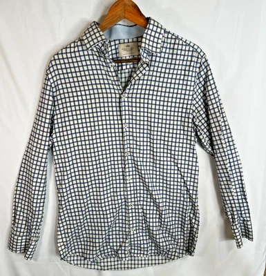 Hawes and Curtis Shirt Chequered Blue White Yellow Fitted Slim 15.5 / 34 Luxury - Image 1 of 4