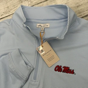 Peter Millar Sugar Stripe Ole Miss Rebels 1/4 Zip Performance Golf Pullover XL - Picture 1 of 4